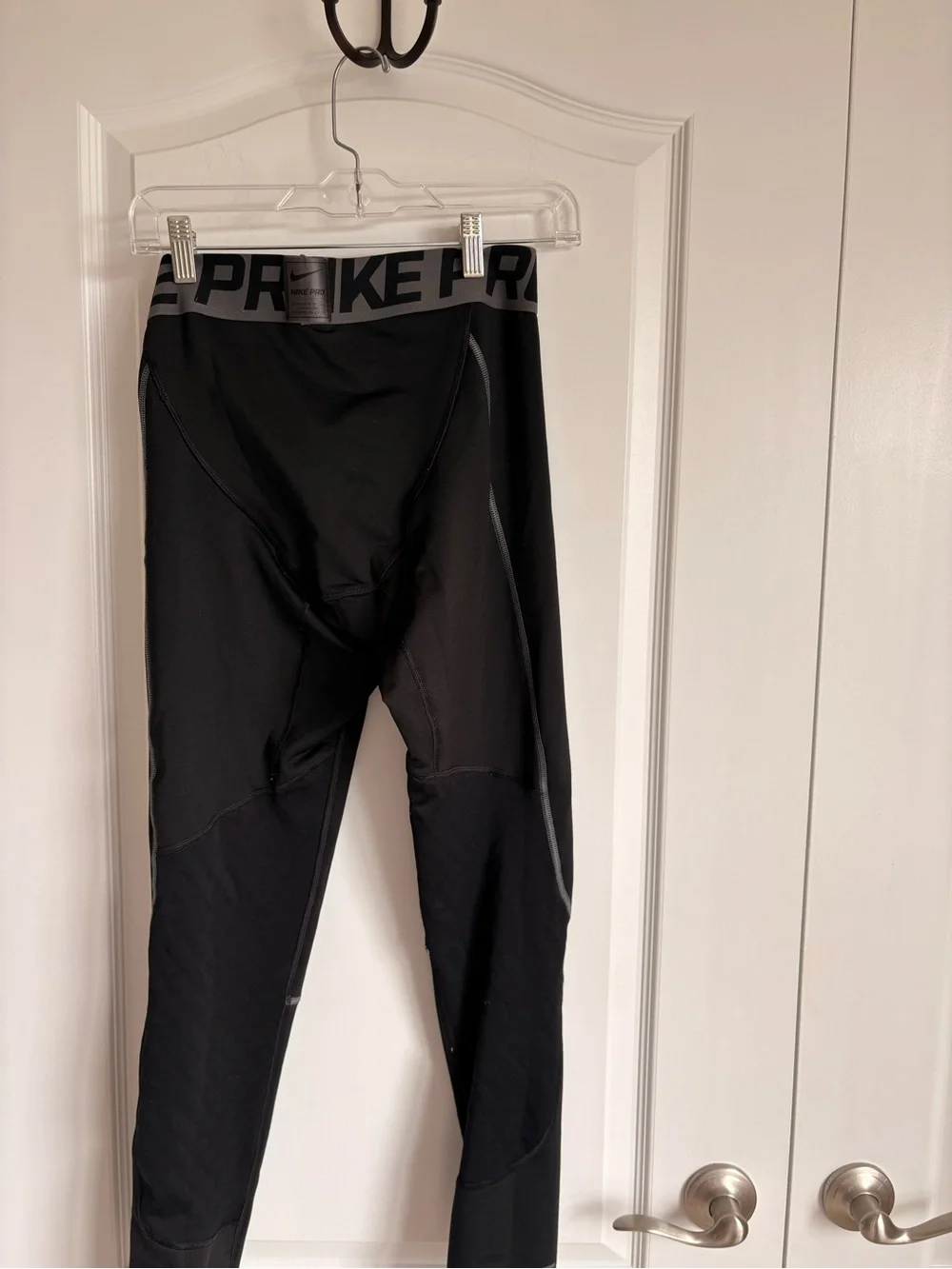 Nike Black Men's Pro Compression Tights with Gray Logo Waistband